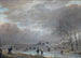 Winter Landscape with Skaters on an Icy River - Aert van der Neer — artwork view
