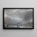 Winter Landscape with Skaters on an Icy River - Aert van der Neer — framed artwork on a wall