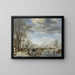 Winter in Holland, skating scene - Aert van der Neer — framed artwork on a wall