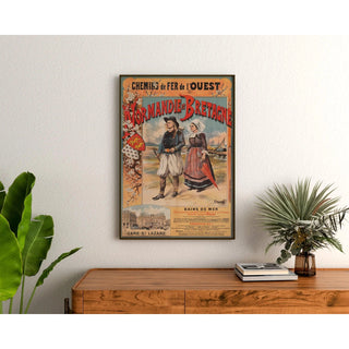 Affiche Normandie Bretagne vintage – Costumes traditionnels