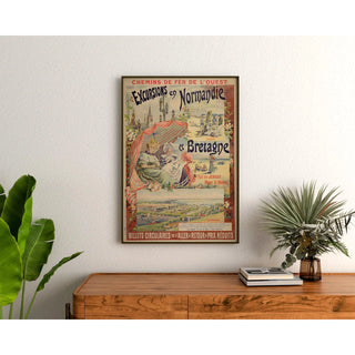 Affiche Normandie vintage – Excursions en Bretagne et à Jersey