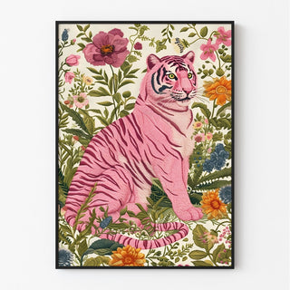Affiche animalière - Tigre Rose Floral