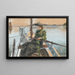 a lady dressed in green and wearing an elaborate hat in a boat - Agnes Stamer — framed artwork on a wall