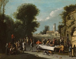 Agostino Tassi - Peasants Carousing And Feasting In A Landscape With Ruins A Church Beyond.webp