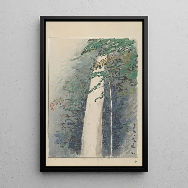 The waterfall at Minoo National Park - Akamatsu Rinsaku — framed artwork on a wall