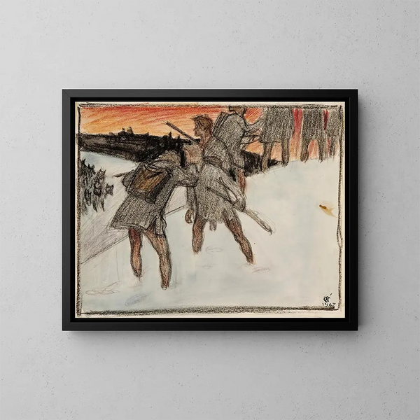 Fuga de Impivaara - Akseli Gallen-Kallela — cuadro enmarcado en la pared