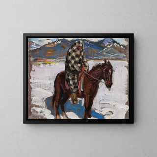 Akseli GallenKallela - Indian On Horseback In Snow.webp