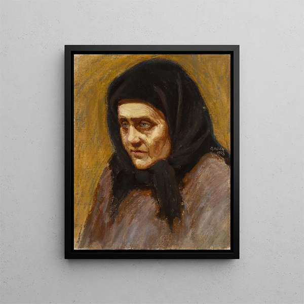 La Mujer con el pañuelo negro - Akseli Gallen-Kallela — cuadro enmarcado en la pared