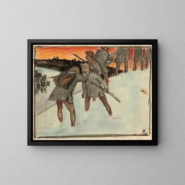 A bird on a branch - Akseli Gallen-Kallela — framed artwork on a wall