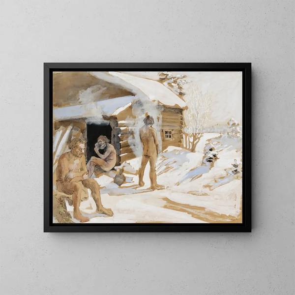 Outside the sauna - Akseli Gallen-Kallela — framed artwork on a wall