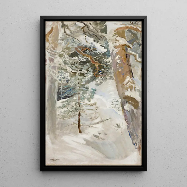 Snowy Landscape Painting - Akseli Gallen-Kallela — framed artwork on a wall