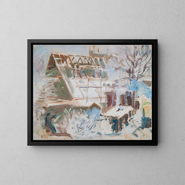 Atelier Tarvaspää en construction - Akseli Gallen-Kallela — framed artwork on a wall