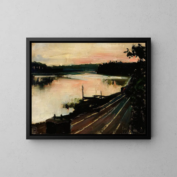 View from Elintarha at Sunset - Akseli Gallen-Kallela — framed artwork on a wall