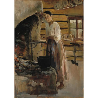 Akseli GallenKallela - Woman Cooking Whitefish.webp