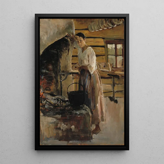 Akseli GallenKallela - Woman Cooking Whitefish.webp
