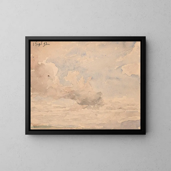 View of the Northeast of Lake Neuchâtel from Ins - Albert Anker — framed artwork on a wall
