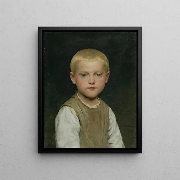 Portrait of a Boy - Albert Anker — framed artwork on a wall