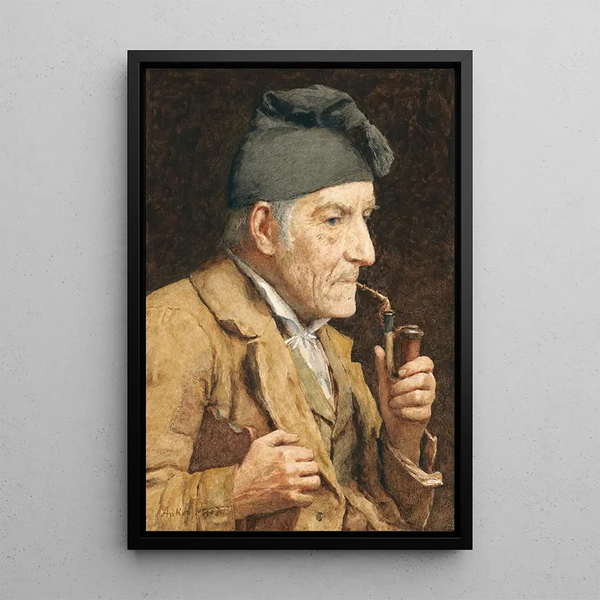 Reproduction of the painting Old man smoking his pipe - Albert Anker
