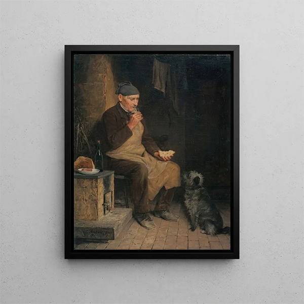 An old man resting - Albert Anker — framed artwork on a wall