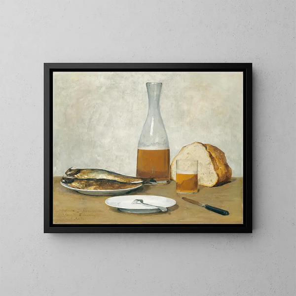 Still life with herring - Albert Anker — framed artwork on a wall