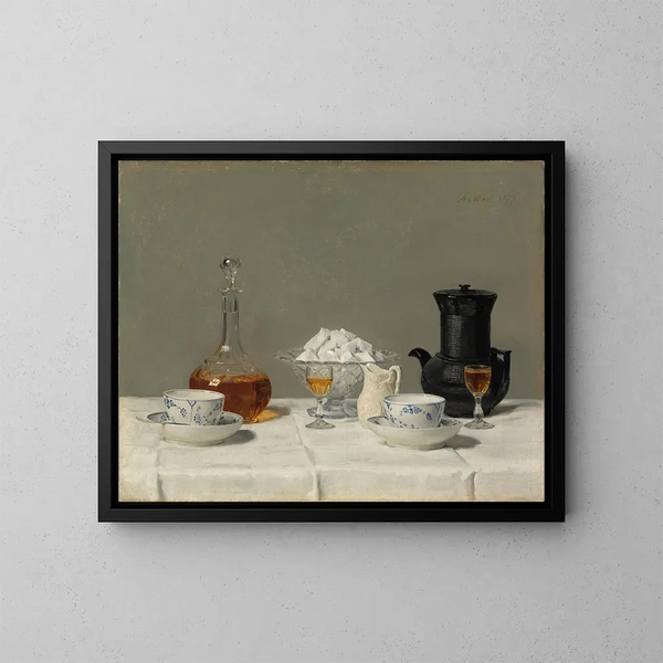 Still life with coffee - Albert Anker — framed artwork on a wall