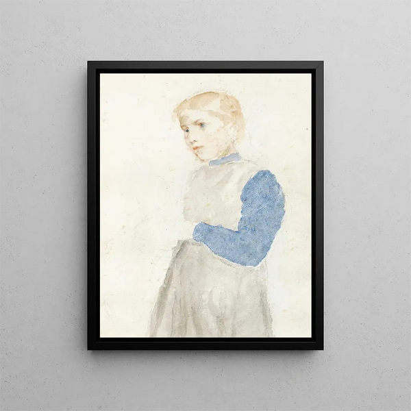 Study of a Standing Girl - Albert Anker — framed artwork on a wall