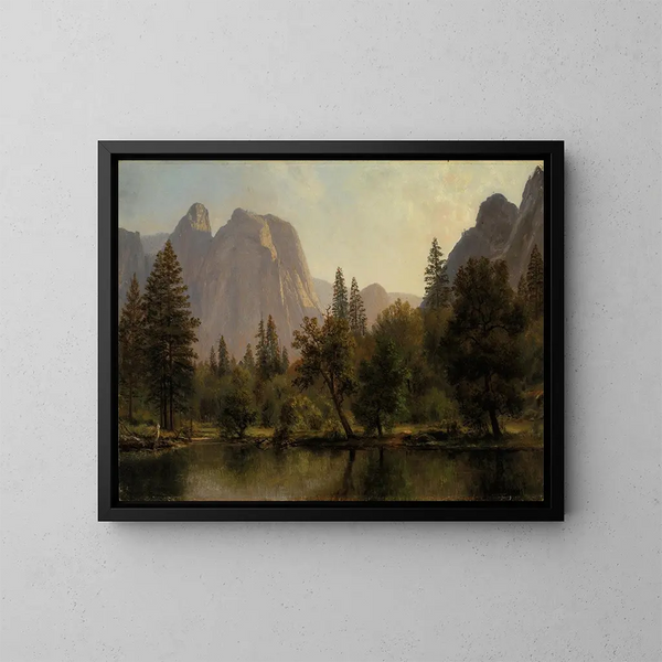 Rochers de la cathédrale, vallée de Yosemite - Albert Bierstadt — cuadro enmarcado en la pared