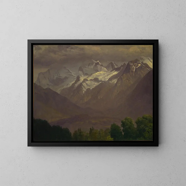 In the high mountains - Albert Bierstadt — framed artwork on a wall
