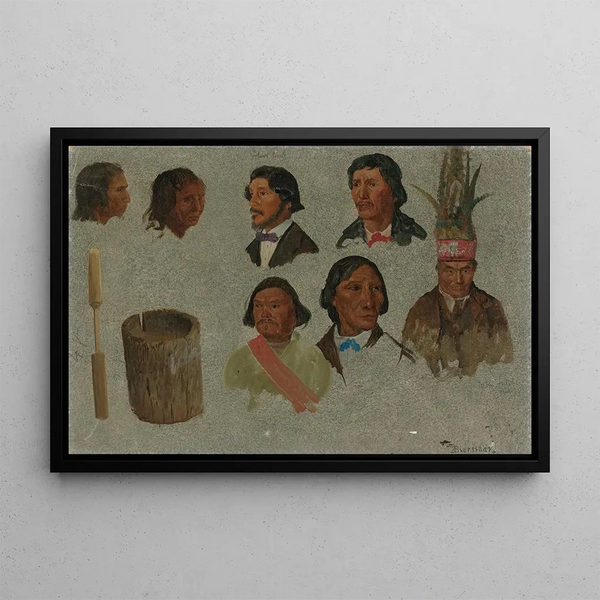 Albert Bierstadt - Seven Indian Portraits And One Primitive Utensil.webp