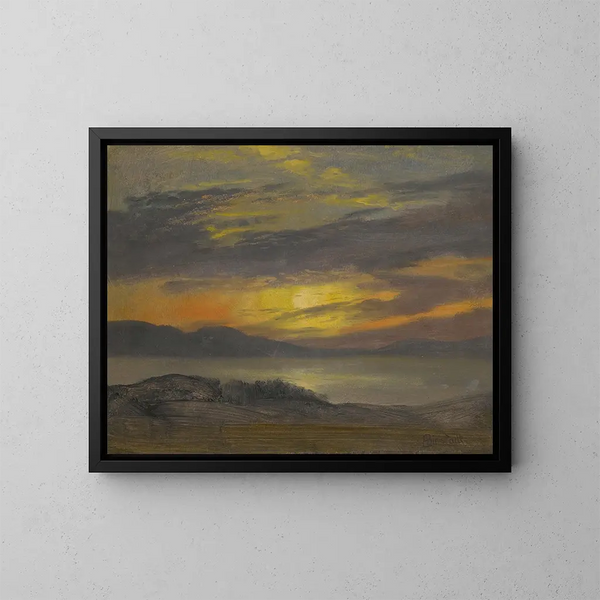 Sunset Painting - Albert Bierstadt — framed artwork on a wall