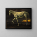 Caballo blanco y atardecer - Albert Bierstadt — cuadro enmarcado en la pared