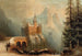 Winter landscape painting with castle in the mountains - Albert Bredow — artwork view