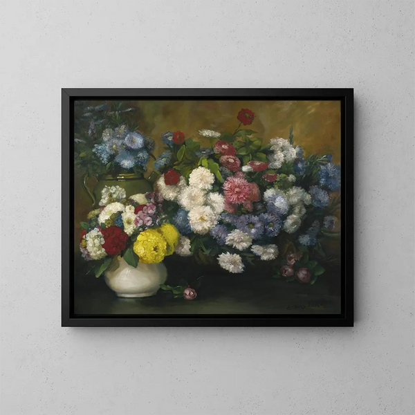 Flores en tres jarrones - Albert Dubois-Pillet — cuadro enmarcado en la pared