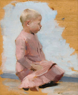 Albert Edelfelt - Child In A Red Dress Rehearsal For Saturday Night In Hamar.webp