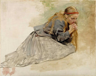 Study of Mary Magdalene kneeling for The Christ and Mary Magdalene - Albert Edelfelt — artwork view