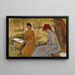 Las hermanas de la artista Annie y Berta atando guirnaldas - Albert Edelfelt — cuadro enmarcado en la pared