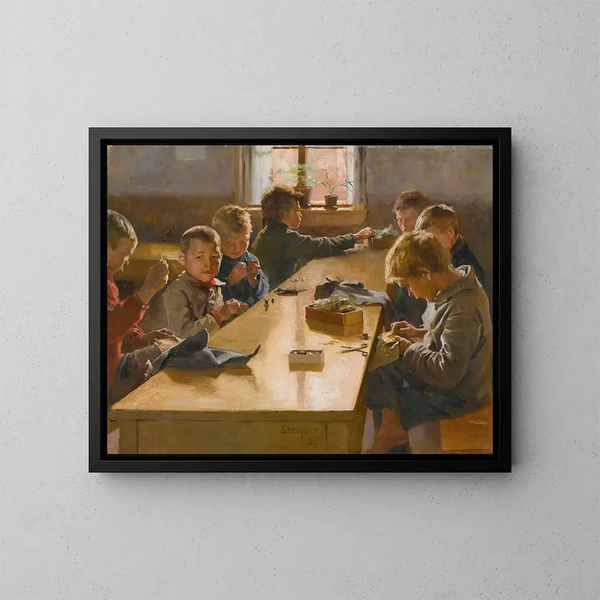 L'atelier de los chicos en Helsinki - Albert Edelfelt — cuadro enmarcado en la pared