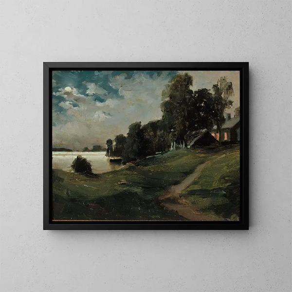 Villa en Haikko a la luz de la luna - Albert Edelfelt — cuadro enmarcado en la pared