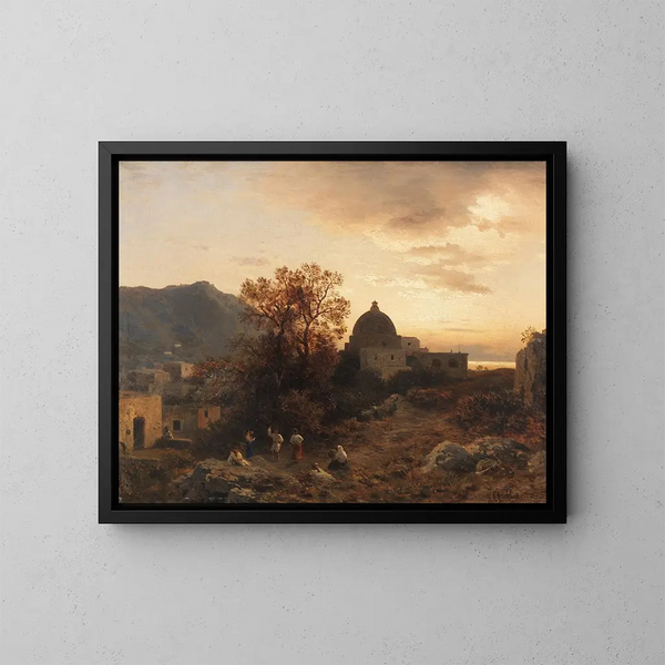 Atmosphère du soir sur la côte italienne avec des figures dansantes - Albert Flamm — cuadro enmarcado en la pared