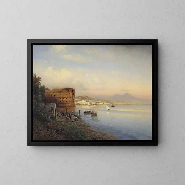 Vista de la bahía de Nápoles - Albert Flamm — cuadro enmarcado en la pared