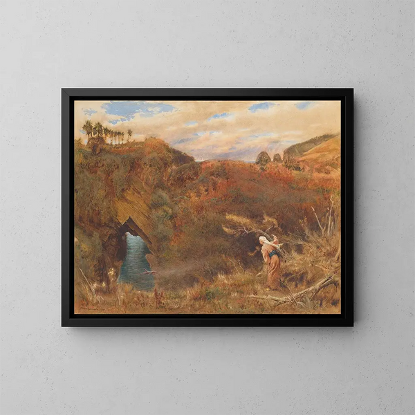 El príncipe Camaralzaman observando al ladrón del talismán - Albert Goodwin — cuadro enmarcado en la pared