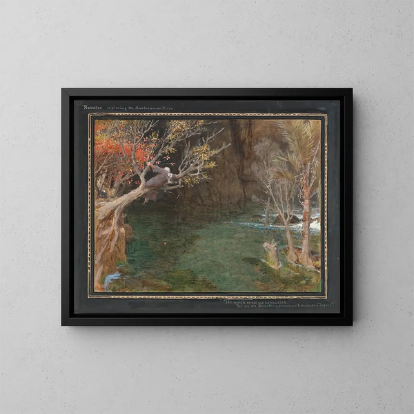 Rasselas explorando el río subterráneo - Albert Goodwin — cuadro enmarcado en la pared