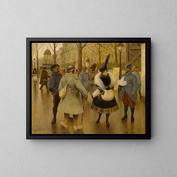 Divertir a las tropas - Albert Guillaume — cuadro enmarcado en la pared
