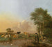 a landscape of a pond with a draftsman, a fisherman, and grazing livestock - Albert Jansz Klomp — artwork view