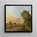 a landscape of a pond with a draftsman, a fisherman, and grazing livestock - Albert Jansz Klomp — framed artwork on a wall