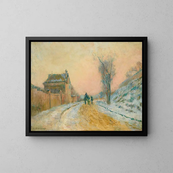 La charrette dans la neige sur la route de Montgargan - Albert Lebourg — framed artwork on a wall