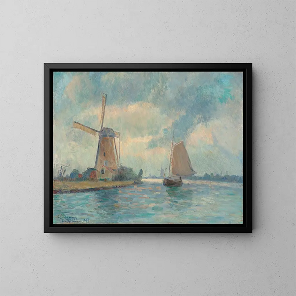 Delft Mill Painting - Albert Lebourg — framed artwork on a wall