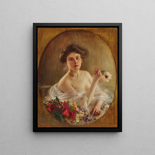 Albert Lynch - Portrait of a young woman with flowers.webp