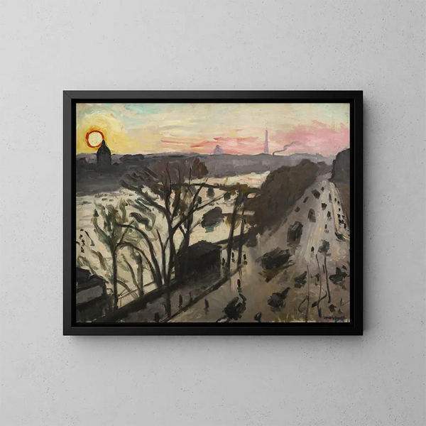 Paris, quai du Louvre, winter sun - Albert Marquet — framed artwork on a wall