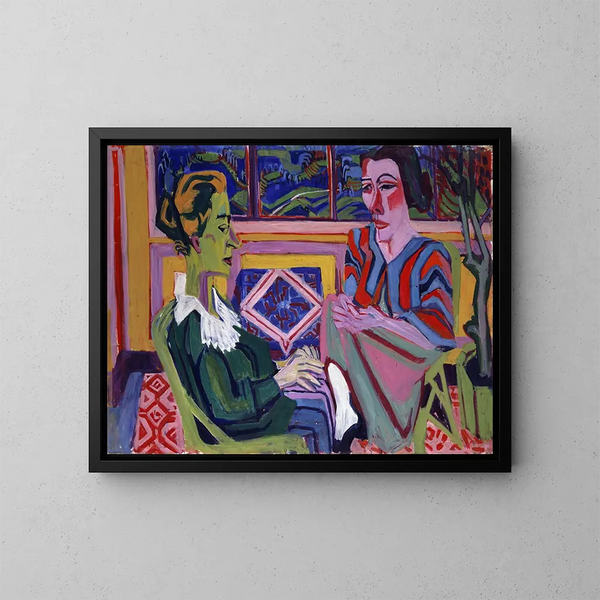 Mujer y hija - Albert Müller — cuadro enmarcado en la pared